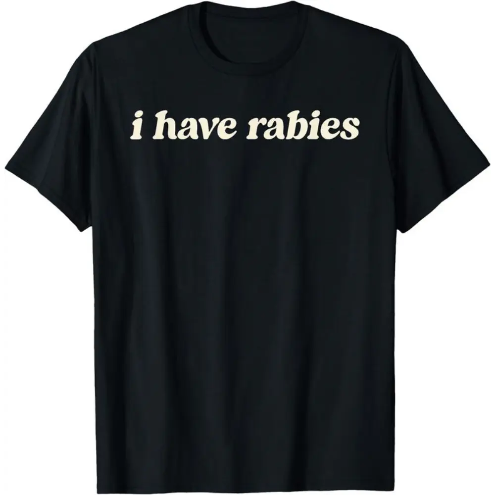 Classic Graphic T-Shirt - Funny 'I Have Rabies' Unhinged Meme, Oversized Unisex 100% Cotton Short Sleeve Top, Casual