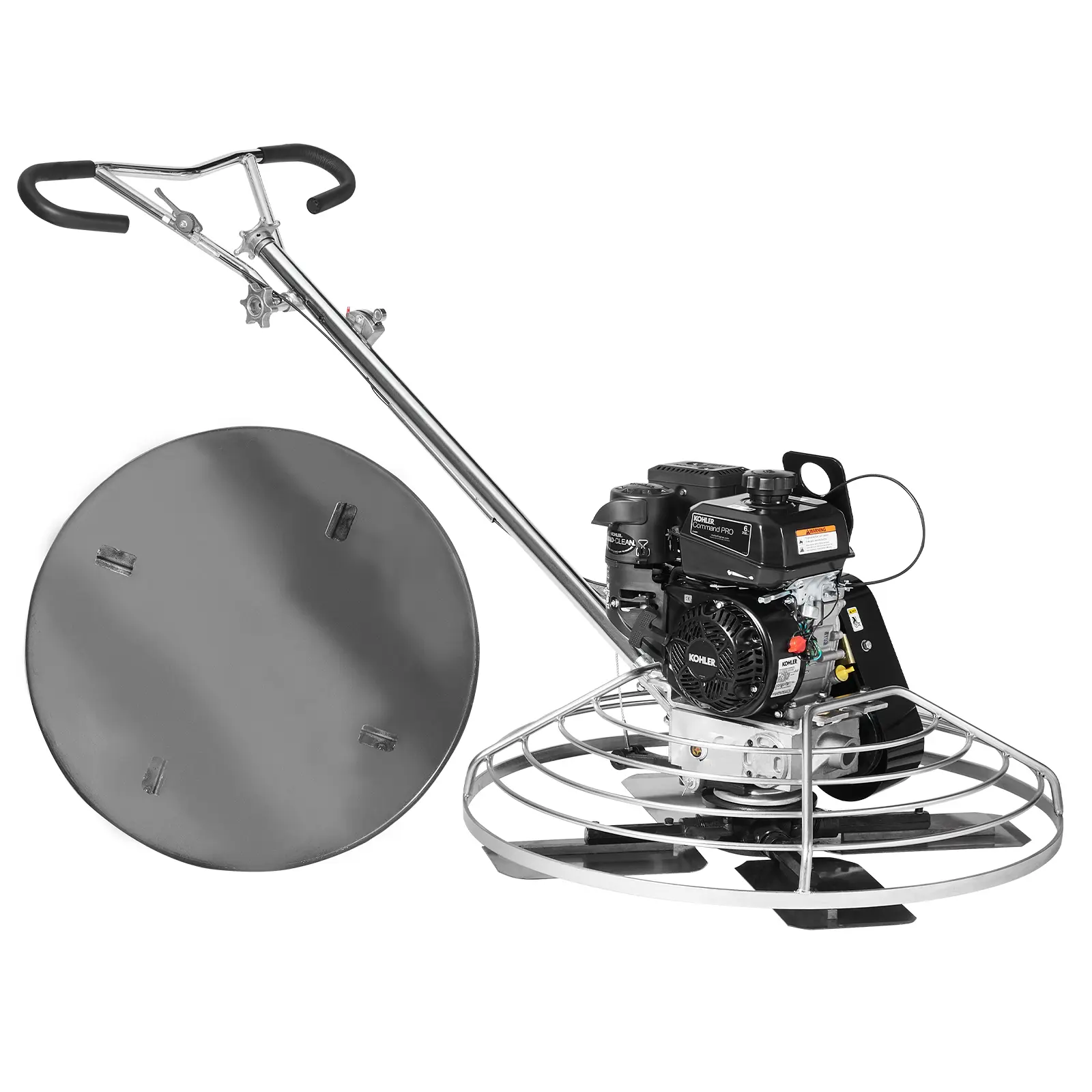 【Summerfinds】VEVOR 38” Walk-Behind Power Trowel, 6HP Kohler Gasoline Engine Concrete Finisher with Float Pan, Hardened Steel Blades, Guards, 0-28° Pitch, 3600 RPM Heavy-Duty Commercial Screed (Orange), Centrifugal Ignition Switch, Smooth Surfaces, Throttl