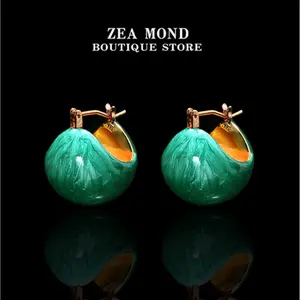 Copper alloy resin fashionable versatile women's enamel earrings 29-H-57