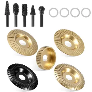 5 pcs Angle Grinder Wood Carving Discs Woodworking Grinder Disc with 5 PCS Rotary Burr Rasp Arbor Stump Grinders Tool for Wood Cutting, Cutting Wheel