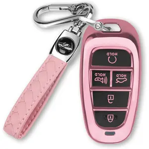 New Upgrade For Hyundai Key fob Cover Fits for 2024 2023 2022 2021 Hyundai Sonata Santa fe Tucson Smart 5 Button Key Case Shell