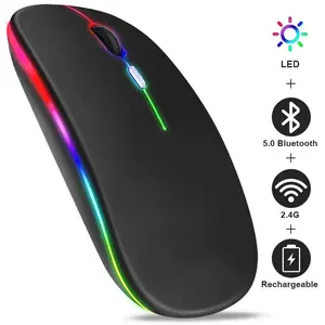 Wireless Mouse, Rechargeable LED Backlight Mouse, Portable Mobile Optical Office Mouse with 2.4G Receiver, Suitable for Notebook, PC, Computer, Gaming Items