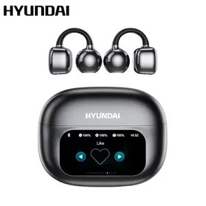 HYUNDAI C02 Clip On Ear Headphones with LCD Full Color Touch Screen, Audio Wireless Headphones for Music & Phone Calls