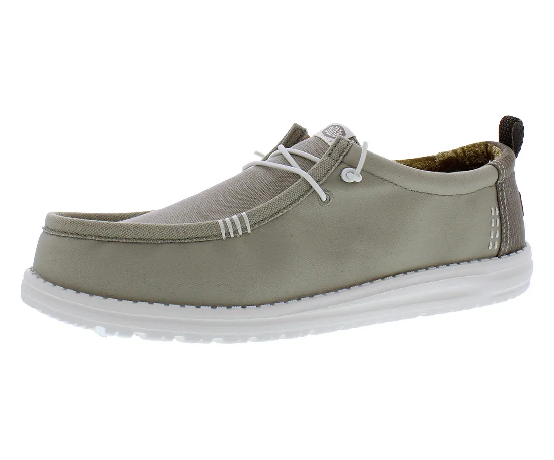 Hey Dude Wally Men's Hickory Denim Flat Walking Footwear, No-Frills Sports Sneakers for Men