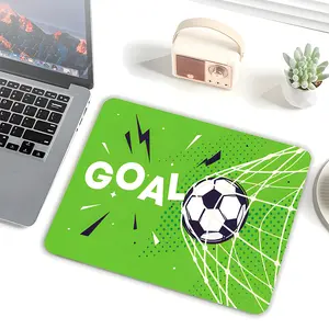 Soccer Goal Green Small Square Mouse Pad, Stitched Lockedge Rubber Anti-Slip Protective Desk Mat, Perfect for Sports Fans, Gamers & Home Office Decor