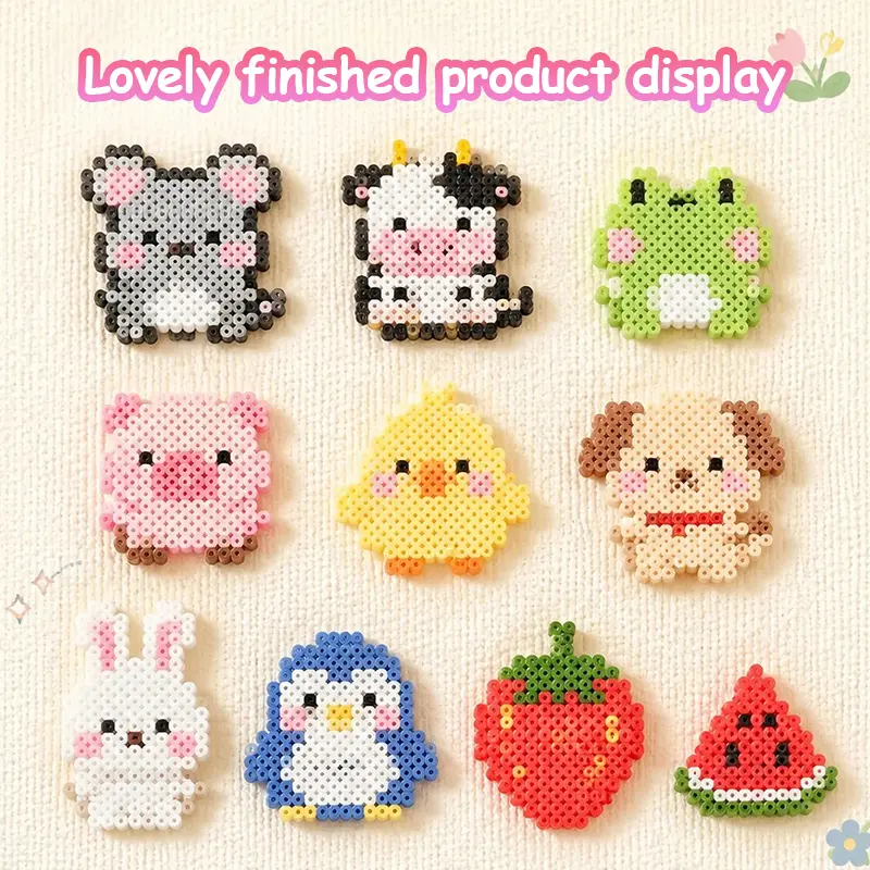 DIY Fuse Beads Craft Kit 24/48/72/96/120 Color Pixel Beads Set with Pegboards Tweezers Ironing Paper and Accessories Creative Mosaic Art Kit for Kids and Adults Handmade Keychains Coasters Ornaments Home Decoration Craft Activities