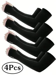 4 pairs of UV sun protection Sports arm sleeve, men's outdoor work cooling compression tattoo cover sleeves, for cycling, fishing, seaside vacation, winter gloves, sleeve covers, arm guards, arm guards, black arm guards, men's gifts