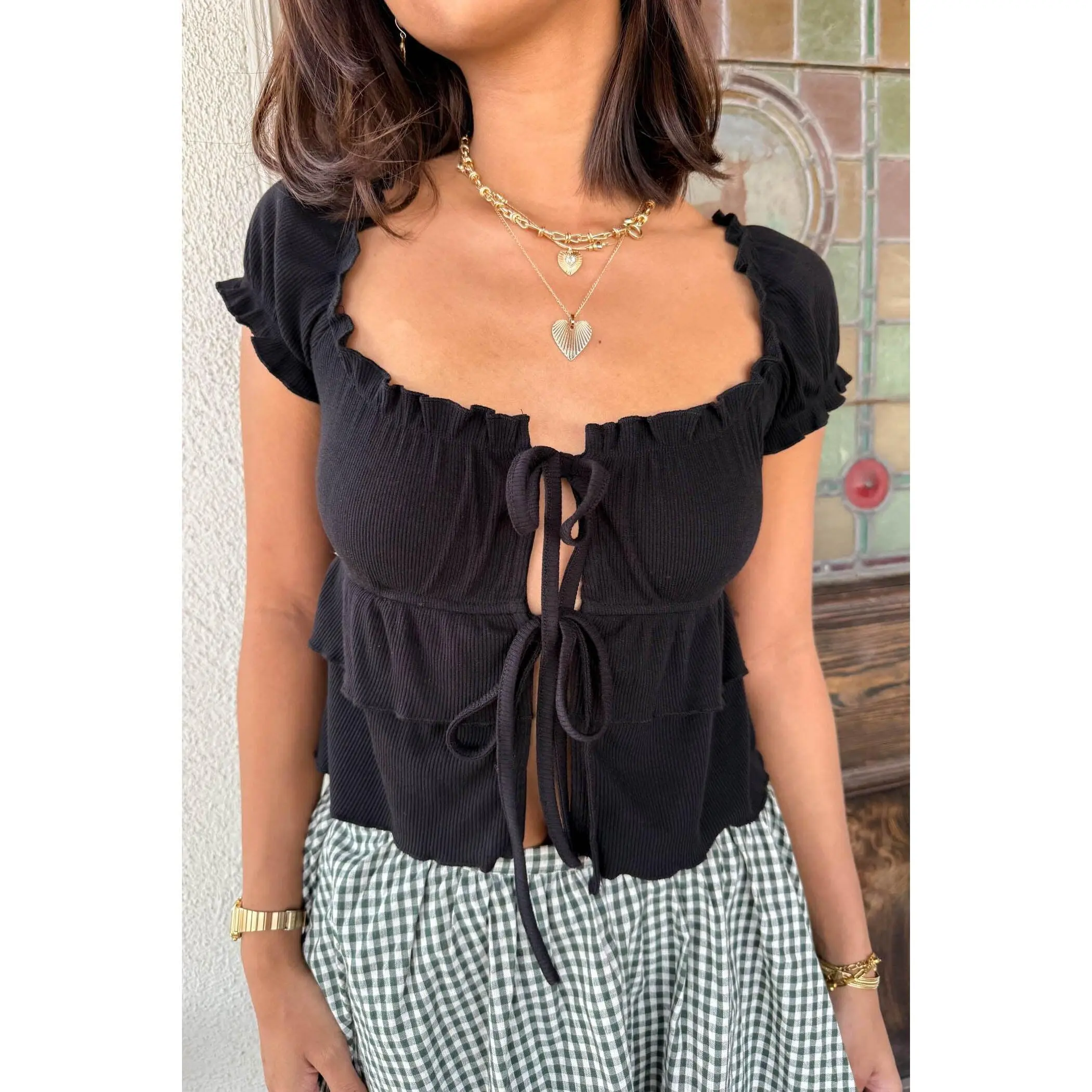 Split Front Babydoll Top