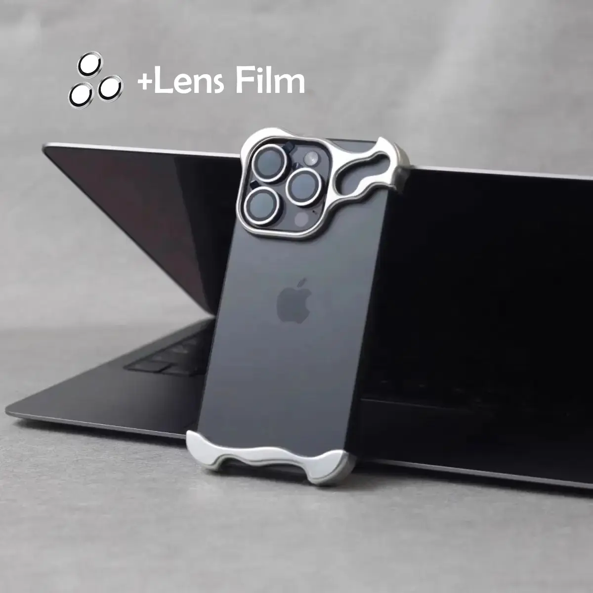 Fin For iPhone Series Luxury Irregular Aluminum Alloy Bumper Phone Case For IPhone 12 13 14 15 16 Pro Max 16Pro Plus Lens Film Protection Metal Cover