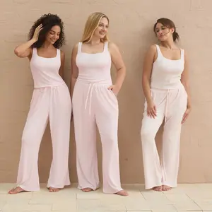 FeelinGirl Sleeveless Classic U-Neck Scoop neck  Womens Lounge Wear Seamless Tops Casual Lightweight Ribbed Womenswear