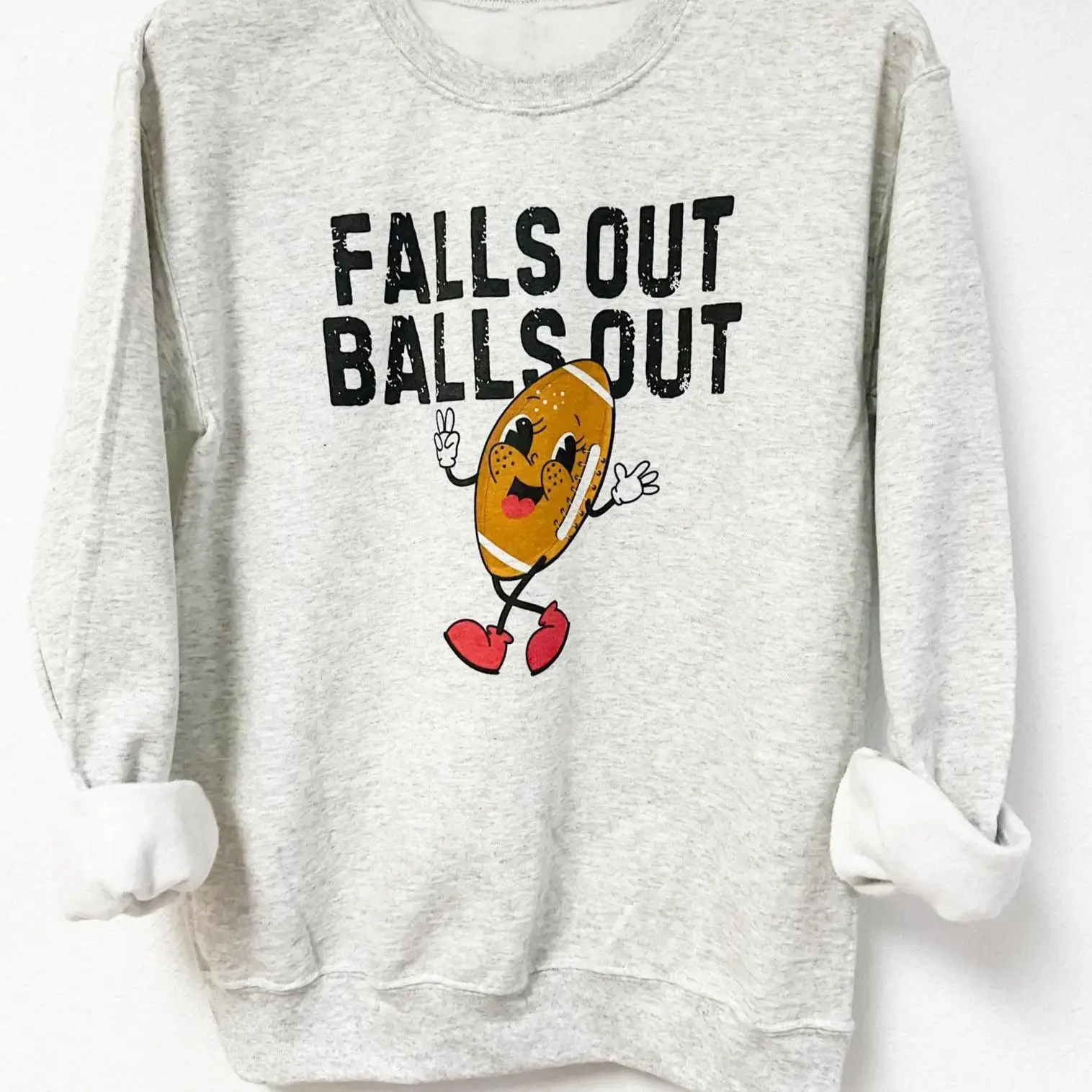 Women's Lady Football Falls Out Graphic Pullover Hoodie Sweatshirt, Casual,back to school,back to school shopping, Tops