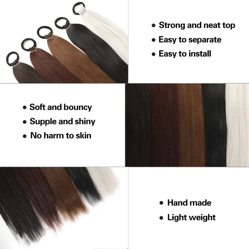 New 28 Inch Synthetic Straight Ponytail With Elastic Hair Rope Hair Extensions Fashionable For Daily Use Party Hair Accessories