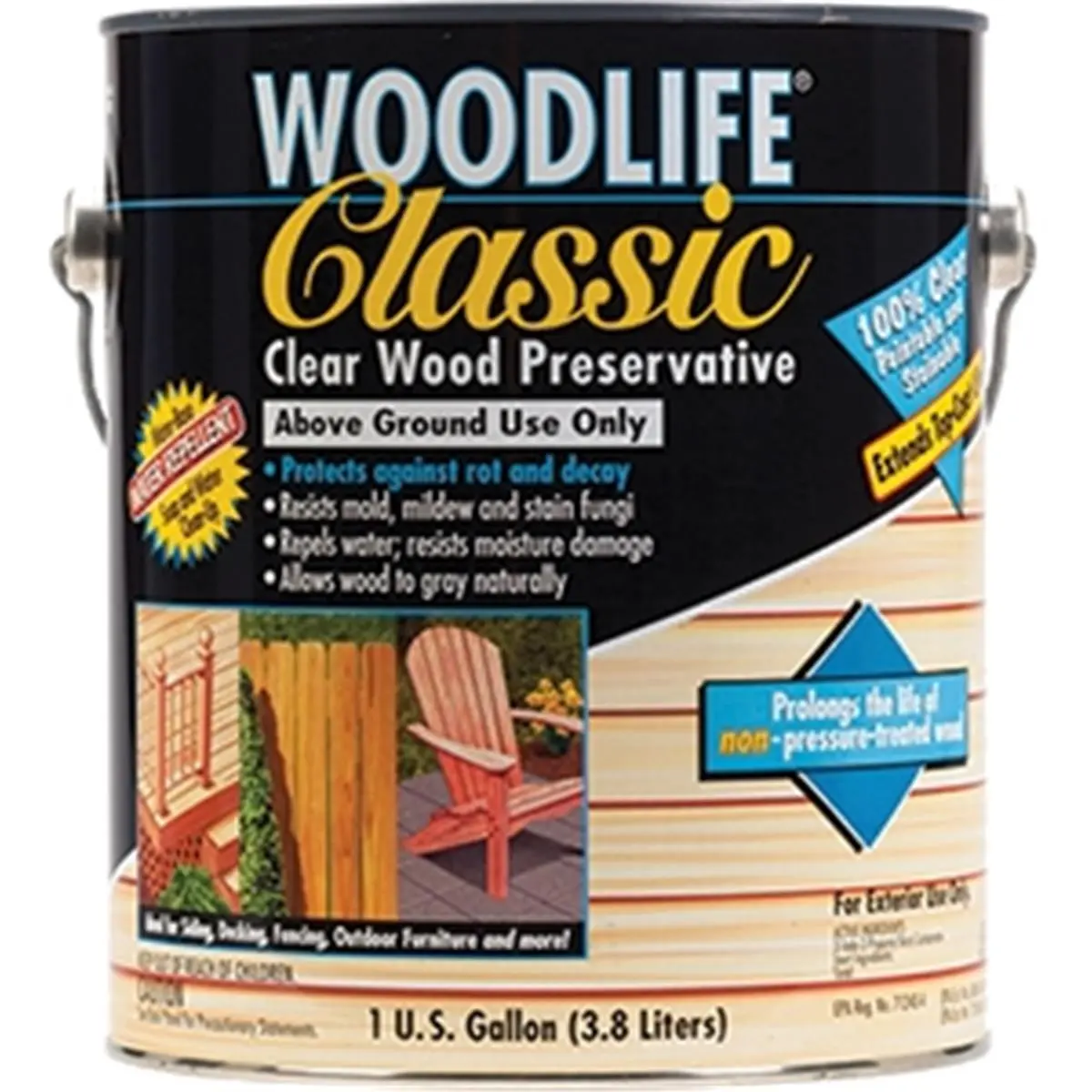 212 MAIN 903 1-Gal Woodlife Wood Preservative - Water-Based, Paintable, Water-Repellent, Fungicidal, Rot and Decay Protection for Automotive & Motorcycle Paint Care, Water Repellant