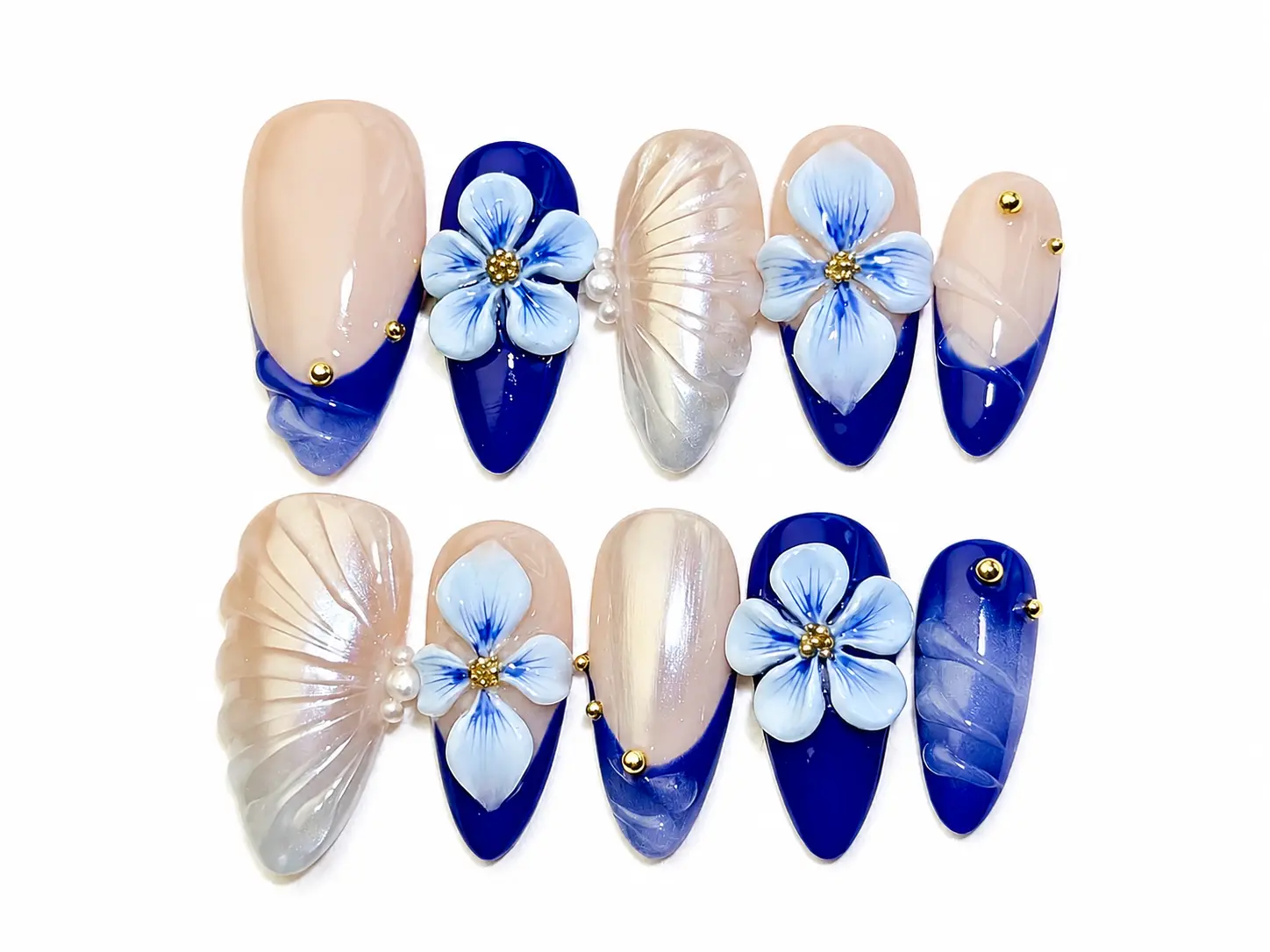 20 Handmade Press on Nail Sets, Iridescent Glitter False Nails with Butterfly Designs, Assorted Sizes and Lengths for a Custom Fit, Nail Inspo