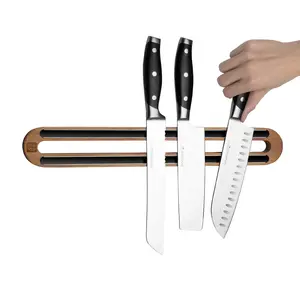 Linoroso Wooden Magnetic Knife Holder – Double-Slot Wall Organizer for Kitchen Knives (Sleek & Practical!) Gift Pick Space-Saving & Stylish!