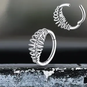 GTHIC Interlocking Nose Piercing Cartilage Earrings Simple Stainless Steel Jewelry Accessory for Men Women Daily Wear