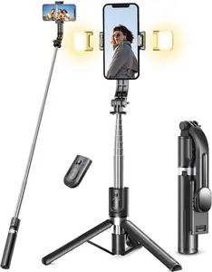 Selfie Stick Tripod with Light,41'' Selfie Stick with Wireless Remote,Portable Phone Tripod Compatible with iPhone 17/16/15 Pro Max/15/14 Pro/14/13,Samsung Android Smartphone
