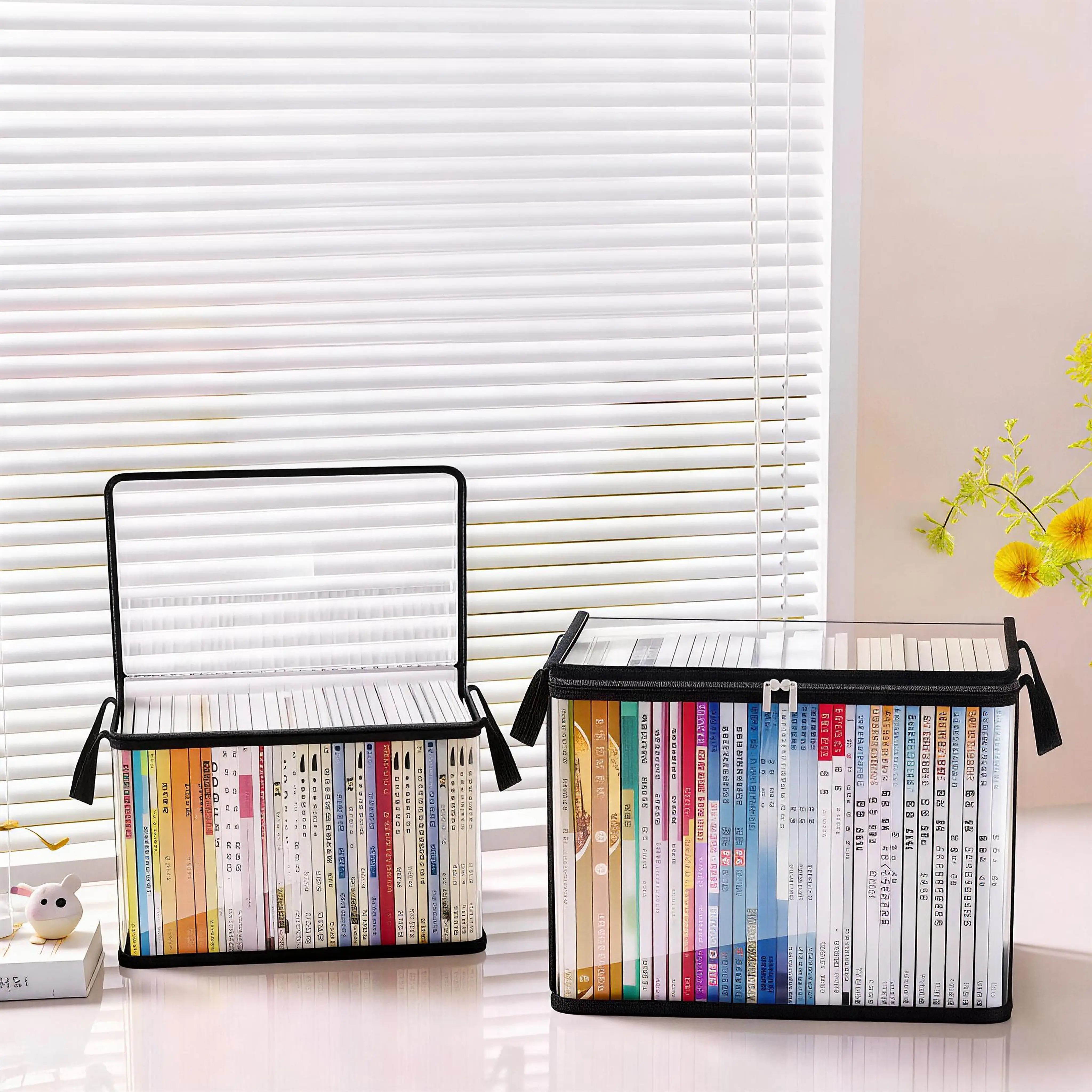 Summer sale | 3 Pack Black PVC Stuffed Animal & Doll Storage Box with Handle, Large Clear Thick Plastic Storage Bin, Heavy-Duty Waterproof Dustproof Organizer for Home Moving Attic Dorm Essentials