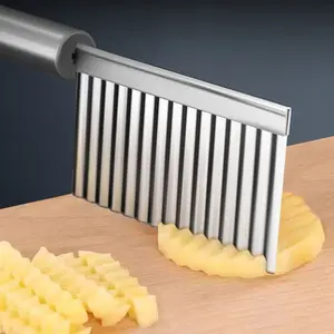 Vegetable Fruit Wave Edge Cutting Tool, Toothed Salad Knife, French Fries Slicer, Two Steel Blades, Potato Slicer, Cucumber Carrot Chopper