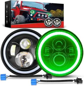 Nilight 7 Inch Round LED Halo Headlights w/Turn Signal Amber Light Green DRL High Low Beam 7” LED Headlight Compatible with 2007 2008 2009 2010 2011 2012 2013 2014 2015 2016 2017 2018 Wrangler JK JKU