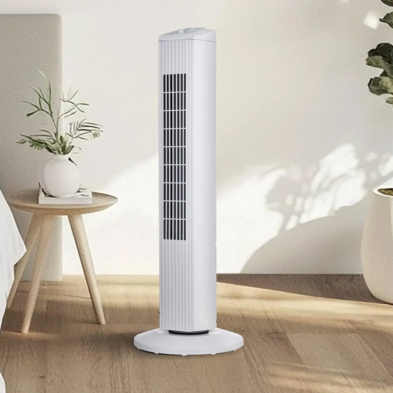 Mainstays 28-Inch White Tower Fan - 3-Speed Settings, Oscillation, Model MSWMT24MWV