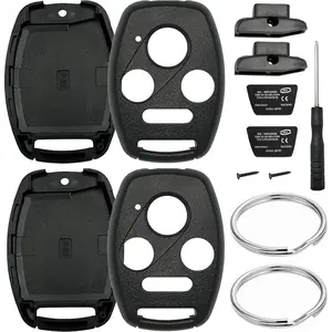 2-Pack Key Shell Replacement for Honda Accord 2003-2012 / Civic EX 2006-2013 / CR-V 2009-2015 / CR-V 2005-2006 4-Button Keyless Entry Remote Key Shell Cover - No Cutting Required