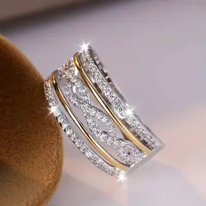 【Women's Promise Ring】Interwoven Multi-layer Hollow Design, Sparkling Diamond Infinity Ring for Bridal Engagement, Wedding & Valentine's Gift