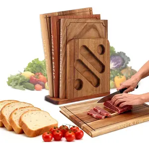 Wooden Cutting Boards Set That Look Like Books, 3-Piece, Sapele & Peruvian Walnut Book Cutting Board with Stand Decorative & Functional Cutting Boards for(Natural Wood)