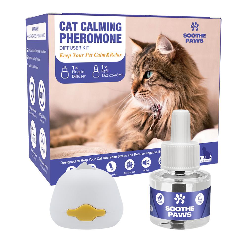 SoothePaws Cat Calming Pheromone Diffuser Kit — 1D+1R or 1D+2R (48 ml Refills) | Unscented & Drug-Free | Helps Reduce Scratching, Spraying, Hiding & Meowing | ~30 Days per Refill | Covers up to ~700 sq ft per Diffuser | 110–220V