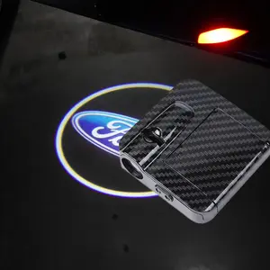 2Pcs Premium Carbon Fiber LED Car Door Welcome Light Set for Ford - for Chevrolet - 30+ HD Logos - Smart Infrared Sensor - Ultra-HD Glass Lens - Non-Destructive Installation