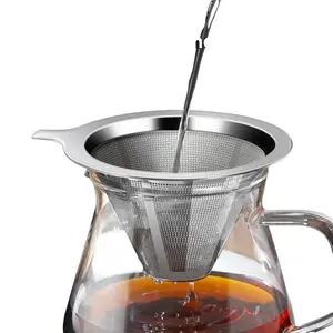 Stainless Steel Coffee Filter, Reusable Coffee Dripper, Portable Pour-over Coffee Maker, Paperless Metal Fine Mesh Strainer, Coffee Pourover Brewer