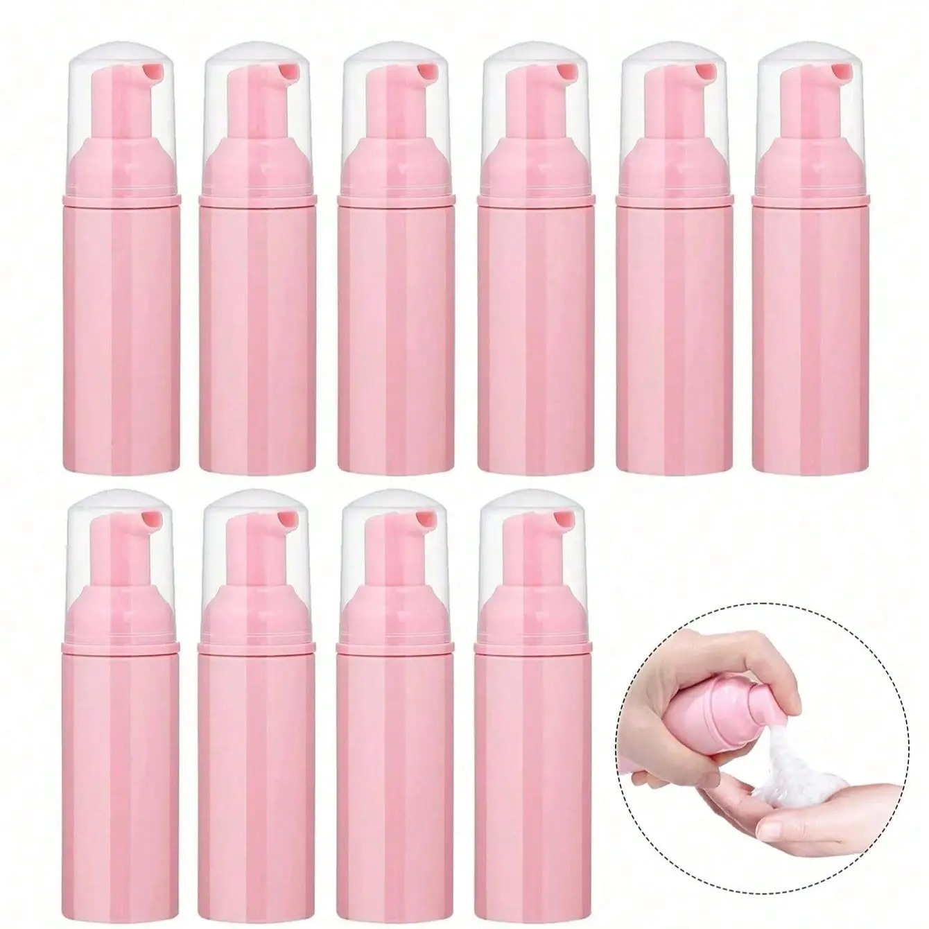 60ML Compact Foam Pump Bottle, Cosmetic Tool Makeup Eyelash Shampoo Bottle, Travel Foaming Pump Bottle, Reusable Plastic Bottle, Suitable for Hand Sanitizer
