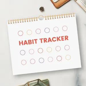 Habit Tracker, Undated Daily Weekly Monthly Habit Tracker Planner, Calendar Journal Spiral Binding, 12 Months Recordable Planner, Spiral Bound Planner