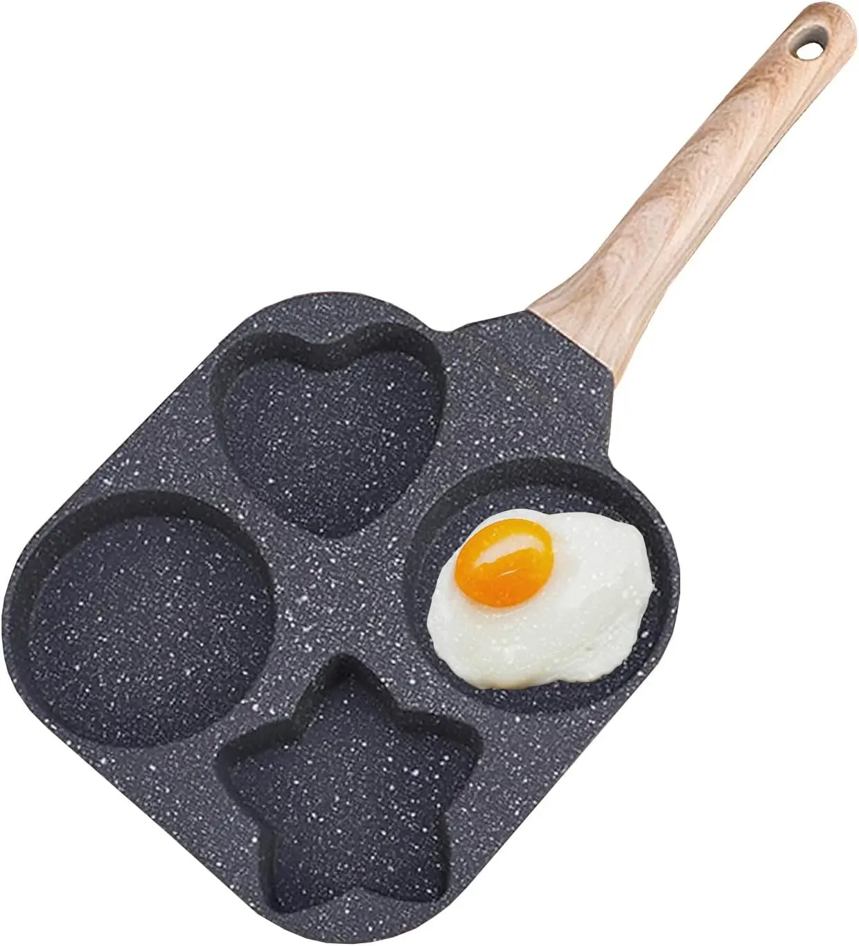 4-Cup Capacity Non-Stick Omelette Pan, Egg Frying Pan with Detachable Bakelite Handle, Easy to Clean, Gas/Induction Safe Kitchen Cookware for Breakfast Pancakes, Bacon