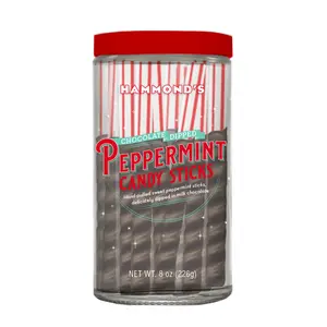 Hammond's Candies Chocolate-Dipped Peppermint Sticks Snack Traditional