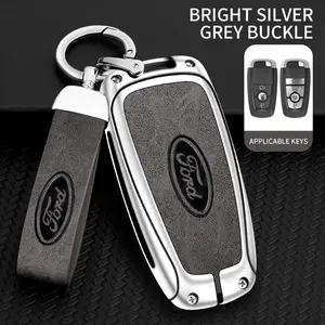 Genuine leather car key case specifically designed for Ford Fusion, Edge, Mustang, Explorer, Expedition, Bronco, Ecosport, Ranger, F150, F250, F350, F450, and F550 models.