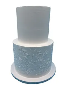 2 Tier Fake Cake with Stencil, 12 Inches Tall Decorative Display Cake for Birthdays, Weddings and Events