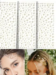 Summer Faux Pearl Decorative Stickers, 1000pcs Self Adhesive Pearl Stickers, Pearl Stickers for Crafts, Stick on Pearls, Face Pearls, Pearl Stickers for Makeup Nail Diy Crafts, Assorted Size for Women & Girls, Sticker Packs
