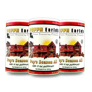 Poppa Earle's Seasoning (Cajun Seasoning Company) Gluten Free and No MSG All Purpose Seasoning "Pops Season-all" Pack of 3 (8) ounce cans