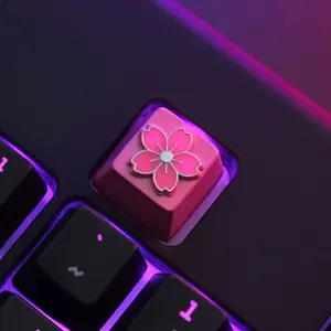 3D Pink Cherry Blossom Sakura Keycap | Zinc Alloy Metal Keycap | Anime Setup Aesthetic