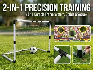47in 2-in-1 Kids Soccer Goal with 5 Training Targets | Portable Durable Backyard Net | Indoor Outdoor Kids Birthday Gift professional youth ball sport equipment rebounder