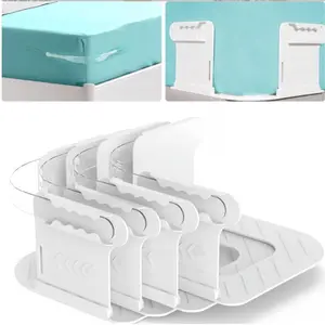 Bed Sheet Holder, Heavy Duty Bed Sheet Fasteners with Lock Strap, Bed Sheet Straps-Keep Sheets Firm & Tight, Sheet Holders for Corners-Fits Mattress (15cm-30cm), Large Size Bed Fitted Sheet Clips (White), Durable Bedding Accessories, Bedsheet Clip