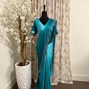 Satin silk ombré Saree with Blouse size 44