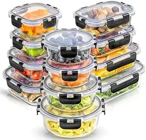 JoyJolt JoyFul 24pc(12 Airtight, Freezer Safe Food Storage Containers and 12 Lids), Pantry Kitchen Storage Containers, Glass Meal Prep Container for Lunch, Glass Storage Containers with Lids Oven Rectangle