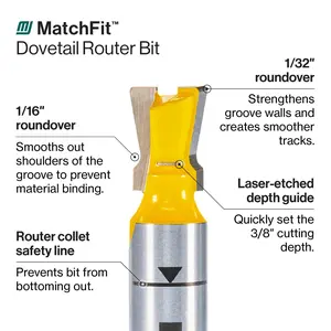 MATCHFIT Dovetail Router Bit (14-Degree by 1/2")