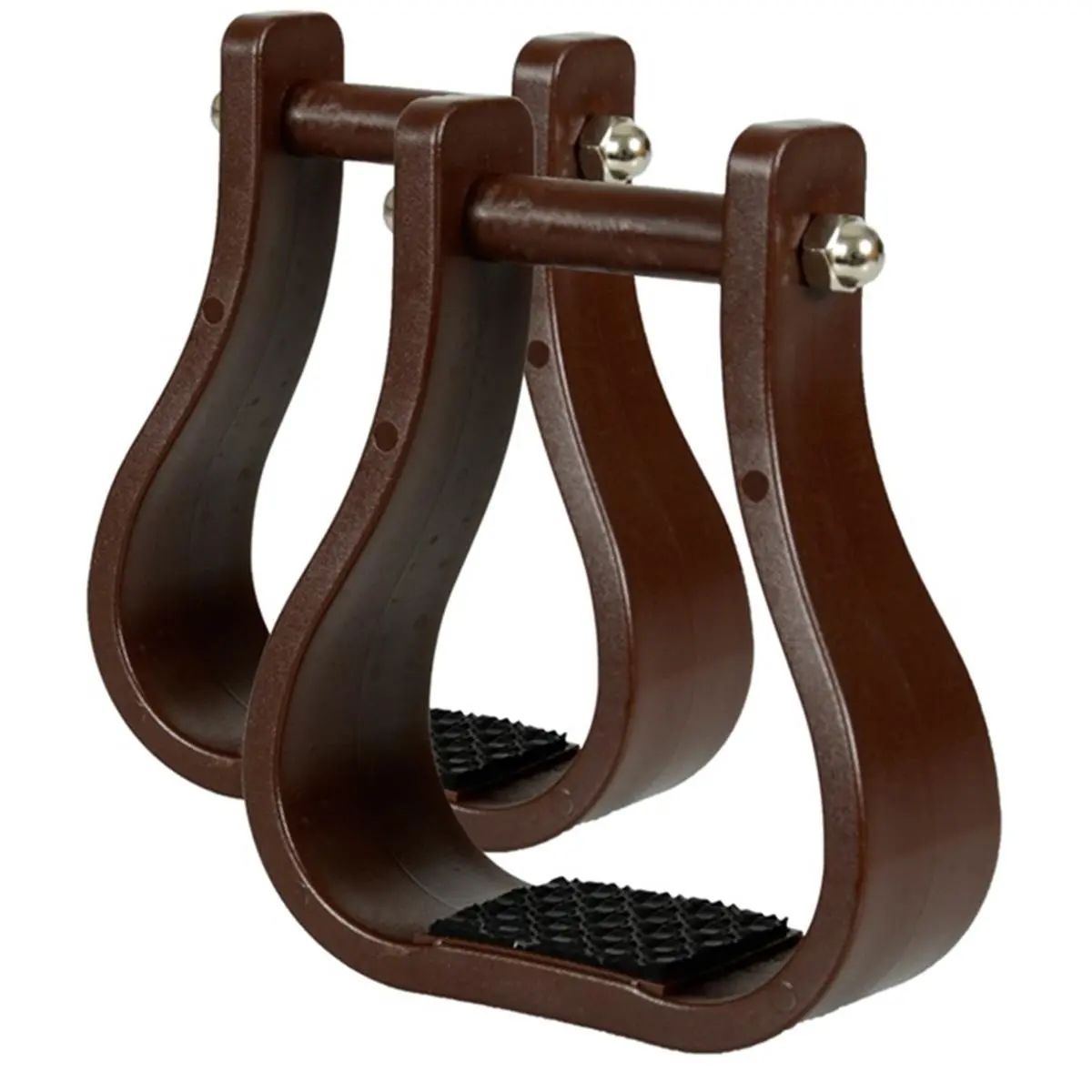 212 MAIN Western Stirrups - Super Strong Equestrian Riding Tack, Brown Finish, 2.5-in Neck, 2-in Tread, Western Shape, Long-Lasting Horse Equipment