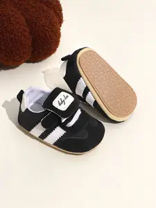 Boys' Colorblock Velcro Sneakers, Anti-Slip Flat Casual Shoes for Babies Learning to Walk, Spring & Fall Baby Walking Shoes