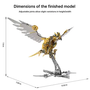 3D Puzzle Metal Assembly Model Kit animal, Educational STEM Gift Toy for Adults Teens, 297 Pcs DIY ,4 Hours to Build, Ideal for Gifts and Decorations, Family game night(Included tools)