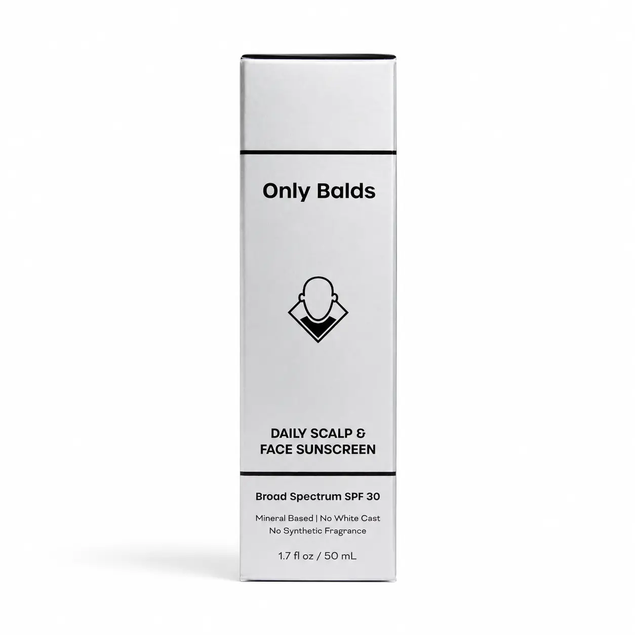Only Balds Daily Scalp & Face Mineral Sunscreen SPF 30 |  | No White Cast Spectrum SPF Moisturizer Chemical-Free Sunscreen SPF 45 Tinted