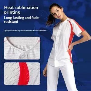 Women's Professional Baseball Jacket Set Moisture Wicking Digital Print DIY Cardigan Baseball Outfit for Wholesale